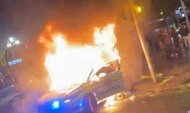 Protesto em Dublin tem Viatura queimada e confrontos